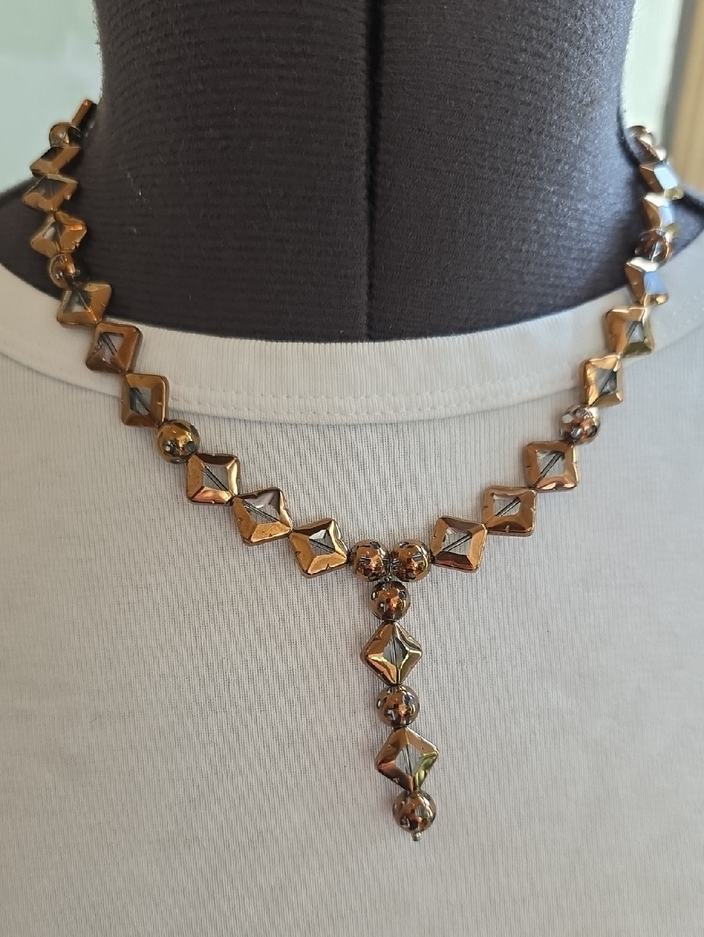 Bronze-Tone And Sterling Geometric Drop Festival Necklace & Earring Set
